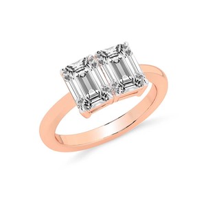 Hermoso Anillo de Oro de 10k/12k/14k con Dos Piedras, Esmeraldas y Diamantes Cultivados en Laboratorio Toi Et Moi (1 Ct.) Tw. Certificado por IGI - Product Image 6