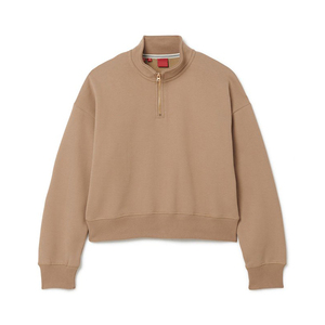 เสื้อสเวตเชิ้ตผู้หญิงคอปกแบบซิปครึ่งตัว ดีไซน์ใหม่สำหรับฤดูหนาว ถักนิตติ้ง ทรงหลวมไหล่ตก ไซส์ปกติ คุณภาพสูง เป็นมิตรต่อสิ่งแวดล้อม - Product Image 6