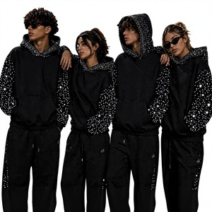 Survêtements à capuche personnalisés avec fermeture éclair et strass, streetwear d'hiver de haute qualité, marron, coupe régulière, unisexe, 100% coton molletonné 2 - Product Image 5