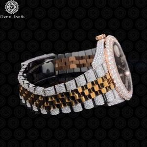 Charm_Jewells Montre de luxe pour femme en acier inoxydable, boîtier rond, mouvement à quartz analogique, lunette sertie de diamants, fermoir pliant, 38 mm - Product Image 2