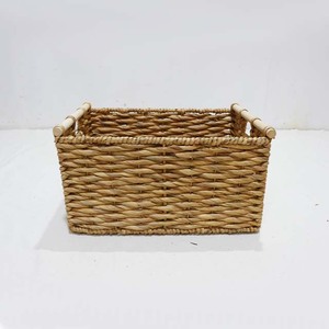 Artex Dong Thap Water Hyacinth Storage <b>Basket</b> Organizer Bin with Wooden Handles for Home Closet <b>Shelf</b> - Product Image 6