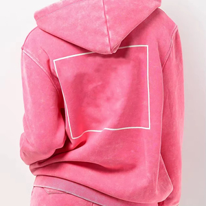 Ensemble deux pièces décontracté en coton tricoté respirant pour femme, comprenant un sweat à capuche et un short, idéal pour la gym, style délavé à l'acide - Product Image 3