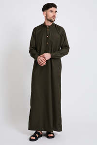 Handmade Cotton <b>Thobe</b>/Thawb for Spring Summer Casual Lightweight Anti-Wrinkle Ankle Length Breathable Hand Drawn Printing Eid - Product Image 5