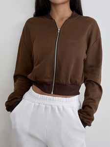 Athletic Training Zip-Up Jackets Ladies Yoga Fitness Wear Jacket <b>Top</b> Women <b>Zipper</b> Compression Women Fitted Zip-Up Workout Jacket - Product Image 2
