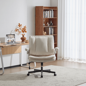 Sedia da Ufficio con Gambe Incrociate, Supporto Lombare Dinamico ad Airbag, Schienale e Braccioli Ribaltabili, Seduta Larga - Product Image 1