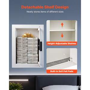 0.83 Sq.ft <b>White</b> Q235 Cold-Rolled Steel 3-Tier In-Wall <b>Box</b> Wall Safe Adjustable <b>Shelves</b> Mounting Holes Hidden Storage Lockers - Product Image 5