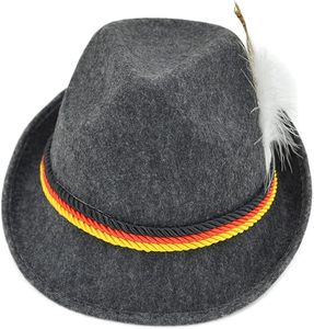 Chapeau Fedora en laine grise pour adulte avec bande et décoration en plumes, accessoire de fête unisexe, à porter au printemps et en automne - Product Image 3