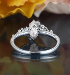 Marquise Cut Moissanite 10x5mm Prong Setting 925 Sterling <b>Silver</b> Elegant <b>Solitaire</b> Engagement <b>Ring</b> Vintage Inspired Wedding - Product Image 2