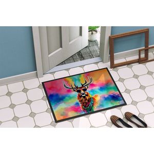 Hippie Animal Stag Deer Doormat <b>Non</b> <b>Slip</b> Washable Low Pile 24H X 36W Indoor Outdoor Entryway <b>Mat</b> for Front Door - Product Image 4