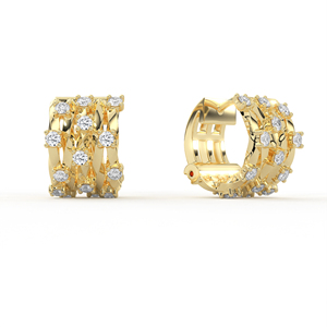 ต่างหูเพชร POOJA DIAMOND ทอง 14K 18K ได้รับการรับรองจาก IGI เพชรเพาะเลี้ยงในห้องปฏิบัติการ ดีไซน์วงแหวนแบบหนา  งานละเอียดหรูหรา - Product Image 3