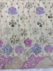Cream Floral Embroidered Salwar Kameez Set <b>Shawl</b> Indian Pakistani Clothing for <b>Wedding</b> Festival Wear - Product Image 5