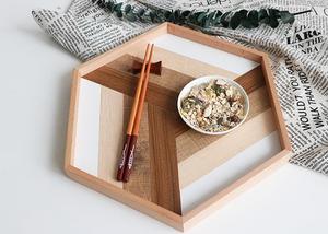 Plateau de service robuste en bois massif, polyvalent, pour thé, café, ottoman, présentation de nourriture - Product Image 4