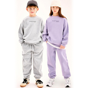 Conjuntos de sudaderas para niñas, conjuntos deportivos oversize con hombros caídos, conjuntos de pantalones deportivos, joggers de pierna recta con logo personalizado, conjuntos de invierno - Product Image 4