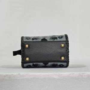 Luxury <b>Hand</b> Tooled Floral Leather <b>Mini</b> Speedy Bag Checkerboard Pattern Black Zipper Closure - Product Image 4
