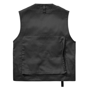 PENTO INDUSTRY <b>Men's</b> <b>Black</b> Canvas Tactical <b>Vest</b> Multiple Pockets Zipper Closure Casual Outer Wear Spring Style Chain Embroidery - Product Image 4