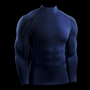 Camiseta de compresión de cuello alto para hombre, de manga larga, elástica, para gimnasio, running, capa base, personalizada para fitness - Product Image 6
