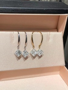 ต่างหูเพชรทรงเจ้าหญิงเจียระไนแบบหลุมเจาะ 2 กะรัต คู่หนึ่ง ทองคำขาว 14K ดีไซน์หรูหรา เรียบง่าย สง่างาม สำหรับผู้หญิง งานปาร์ตี้ เครื่องประดับชั้นดี - Product Image 5