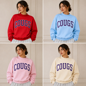 Sudadera COUGS con Logotipo Personalizado, Cuello Alto, Estilo Universitario, Vintage, Oversize, para Mujer, para el Día del Partido - Product Image 5