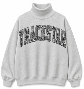 เสื้อสเวตเชิ้ตผ้าฟลีซคอเต่าสีดำทรงโอเวอร์ไซส์สำหรับผู้หญิง ลายดอกไม้พิมพ์ลาย Trackstar พร้อมตัวอักษรปัก  สำหรับฤดูหนาว - Product Image 6