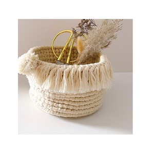 Home Storage Cotton Handmade Macrame <b>Basket</b> Designed in Art Decor for Convenience Stores Available in Custom Sizes - Product Image 1