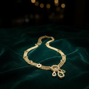 Collar al por mayor de piedras múltiples, granate y pera verde, plata 925, chapado en oro de 18K, collar grande para bodas y fiestas. - Product Image 3