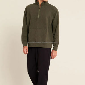 Sweat-shirt en coton bambou pour hommes Pull demi-zip Sweat-shirt en molleton bio pour hommes Quarter Zip Sweats à capuche unisexe Pulls pour hommes - Product Image 2