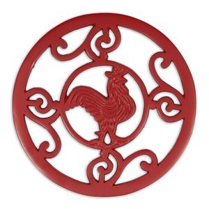 Soporte para ollas y sartenes de metal fundido con diseño de gallo, resistente al calor, antideslizante, estilo rústico para teteras - Product Image 3