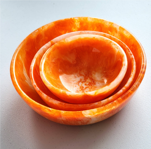 Epoxy Resin Bowl And <b>Dinner</b> Table Decorative Bowl 3 <b>Pieces</b> Orange Color Resin Bowl In Different Sizes - Product Image 1