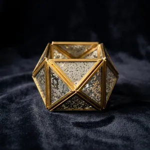 Artisan Design Handmade Geometric Brass Lantern Votive <b>Candle</b> <b>Holder</b> with <b>Mirrored</b> Glass Model VO906 for Home Wedding Decor Gift - Product Image 3