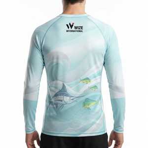 New Men <b>Compression</b> <b>Shirt</b> Long Sleeve Swim <b>Shirt</b> Sublimation Printed Rash Quick Dry Rash Guard - Product Image 2