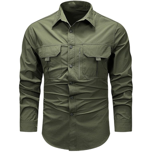 Chemise tactique à manches longues pour homme, pour l'été, séchage rapide, tissu sergé imperméable, pour la randonnée, l'escalade, la chasse, vêtements formels et décontractés - Product Image 1
