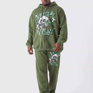 Ensemble de survêtement unisexe noir à capuche coupe-vent 2-en-1, sweat-shirt et pantalon de jogging en coton, style streetwear, taille élastique, automne - Product Image 4
