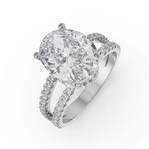 Luxury Ethnic Oval Cut Moissanite Engagement <b>Ring</b> <b>Split</b> Pave Band Gold Silver Rose Gold Plated Bridal Wedding Anniversary Gift - Product Image 3