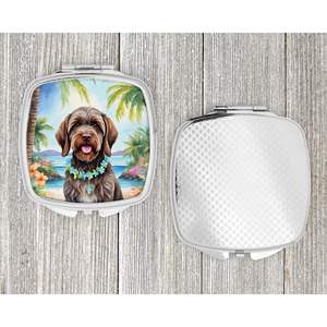Women Girls' Compact Travel Makeup <b>Mirror</b> Wirehaired Pointing Griffon Luau Design Handheld Folding <b>Pocket</b> Decorative <b>Mirror</b> Gift - Product Image 4