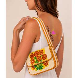Bolso de Hombro de Lino con Cuentas y Flores Bordadas a Mano, Impermeable, Ecológico, de Lujo, Colorido, Clásico para Mujer - Product Image 2