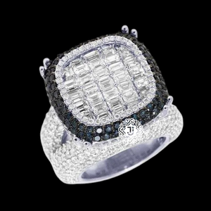 925 Sterling <b>Silver</b> Moissanite <b>Rings</b> Round Brilliant Cut Prong Set Hip Hop Iced Out Band for <b>Men</b> Party Jewelry - Product Image 4