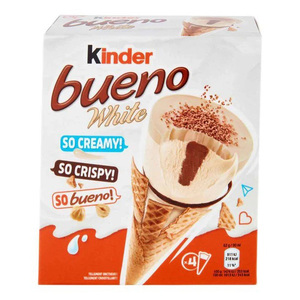 Kinder Bueno White Ice Cream Cones 4 x 90ml, dessert crémeux premium à la noisette, bâtonnets glacés, vente en gros, approvisionnement Alibaba, nouveauté - Product Image 6