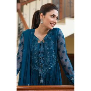 2021 dernier Style pakistanais indien robes de mariée Collection en mousseline de soie brodée fête porter vente chaude en soie de Viscose - Product Image 3