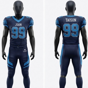 Uniforme de Fútbol Americano para Hombre, Calidad Premium, Malla de Poliéster de 220 GSM, Azul Marino/Azul Cielo, Pantalones Cortos, Tallas Grandes, Logotipo Personalizado, Tackle Twill - Product Image 1