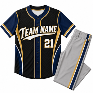 Ensemble d'uniformes de baseball personnalisés pour hommes adultes, manches courtes, 100% polyester, évacuation de l'humidité, impression par sublimation, nom de l'équipe 21 - Product Image 1