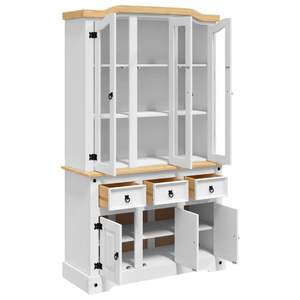 Alacena de madera maciza de pino mexicano de 44,1 "x 16,9" x 77,2 "en unidad de almacenamiento de cocina blanca Corona - Product Image 4