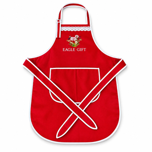 Wholesale Fashionable Sleeveless Kitchen Cooking Apron Cute Lace Trim Washable Cotton Chef Workwear Aprons for Women Kids Adults - Product Image 6