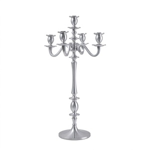 Luxury Silver Aluminium 5 Arm <b>Candelabra</b> Vintage Metal 5 Light Candle Holder Stand For Wedding Event Table Centerpiece Decor - Product Image 1