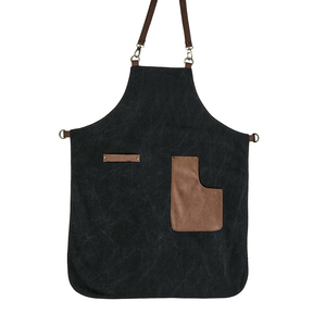 Capa de Peluquería de Lona Resistente con Ribete de Cuero y Bolsillos para Uso en Salón de Belleza - Product Image 3