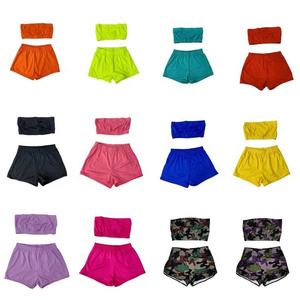 Nouveautés Nylon/coton bouton de cheville Sexy Shorts ensembles soutien-gorge dames recadrée deux pièces femmes Yoga Gym Fitness imprimé - Product Image 5