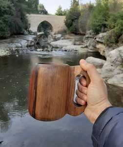 Taza de Madera Hecha a Mano, Jarra Vikinga Rústica, Vajilla Natural, Taza Ecológica - Product Image 2