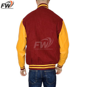 เสื้อแจ็คเก็ตเบสบอลทรงบอมเบอร์สีแดงเลือดหมูขาว รุ่นปี 2026 ผ้าฝ้ายน้ำหนักเบา ระบายอากาศได้ดี สำหรับผู้ชาย ไซส์พลัส แฟชั่นสไตล์วิทยาลัย - Product Image 2