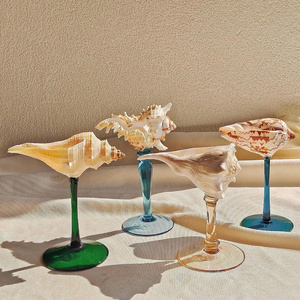 Handcrafted Seashell Wine Glasses Coastal Wedding Decor Champagne Glass <b>Cup</b> Birthday Gift Scallop Shell Glass For Restaurant - Product Image 3