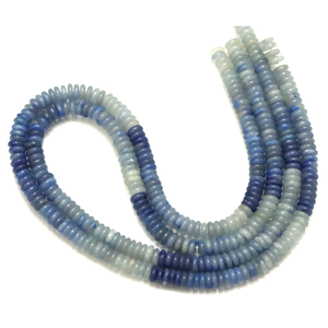 Perles plates en opale bleue naturelle ombrée |   Perles de pierre d'opale lisse |   Fil de 15 pouces |   Fournitures de fabrication de bijoux en gros - Product Image 3