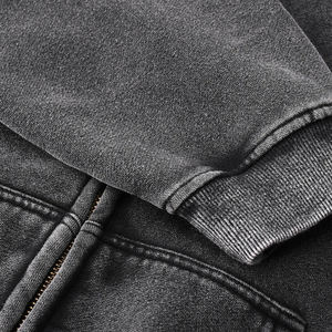 Ensemble tendance rétro personnalisé pour hommes et femmes : sweats à capuche et pantalons de survêtement zippés, délavés à l'acide, teints à la cire et effet usé - Product Image 5